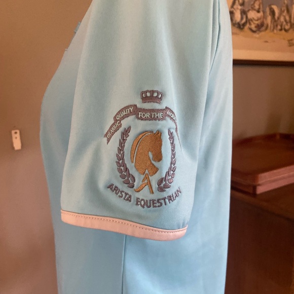 Arista Equestrian Robin egg Blue Women's Top size LG Excellent - Picture 6 of 8